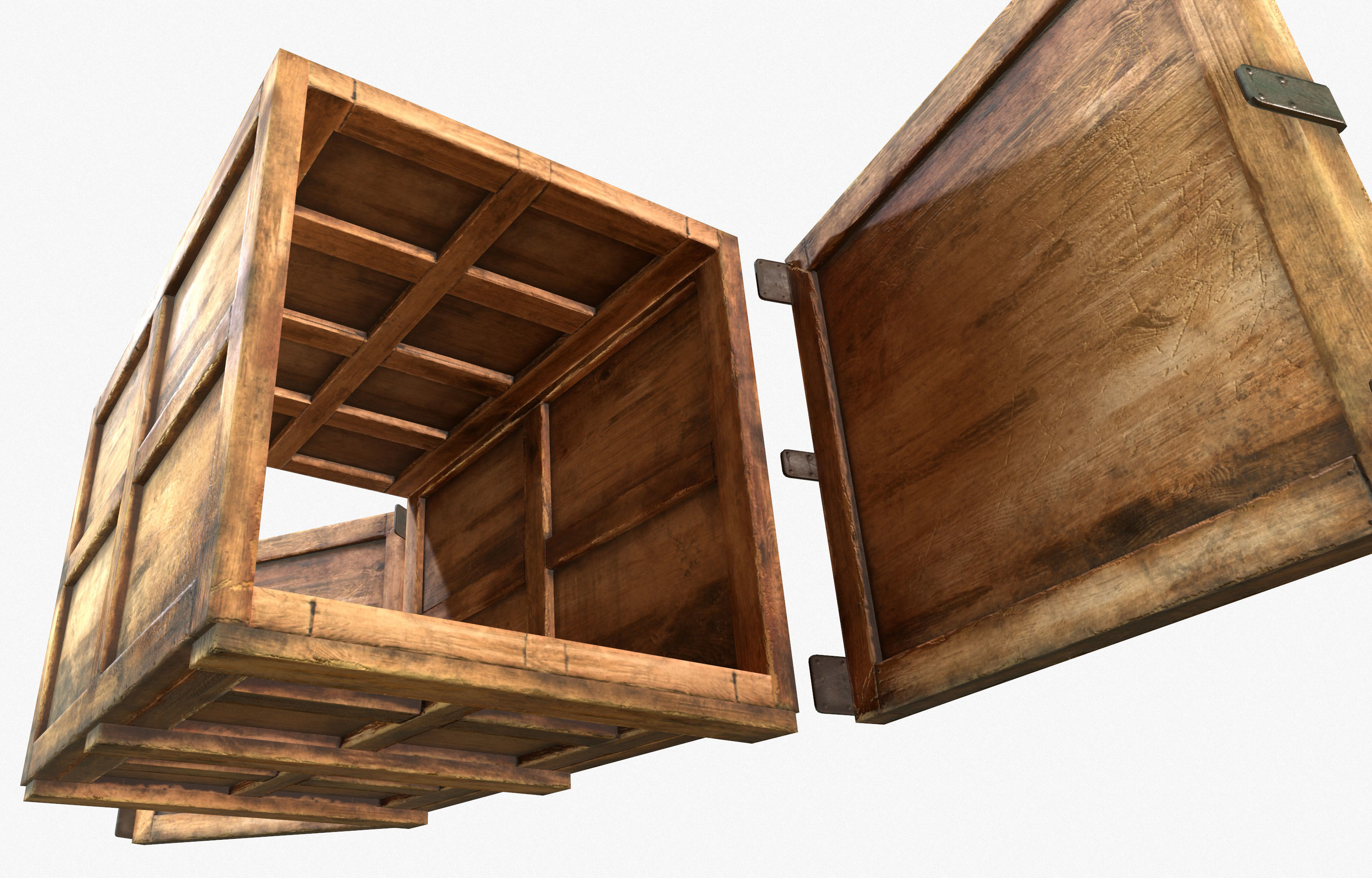 3D Wooden Crate Game Ready PBR Textures Low Poly Low-poly 3D model_8