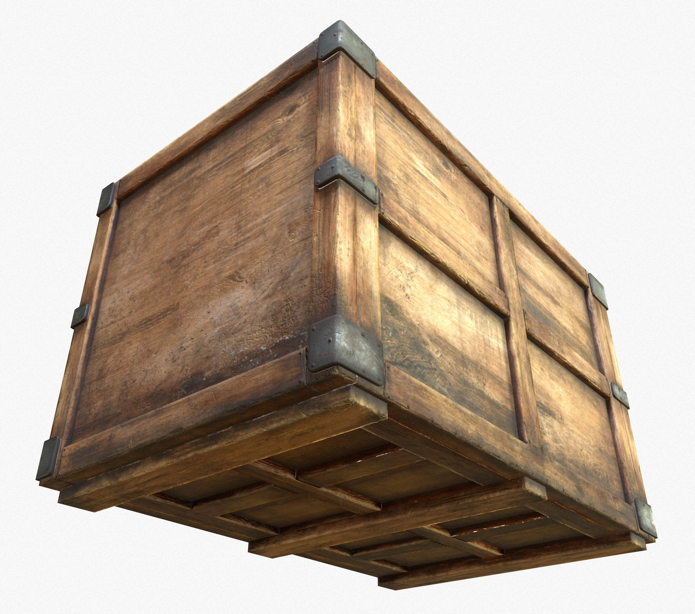 3D Wooden Crate Game Ready PBR Textures Low Poly Low-poly 3D model_1