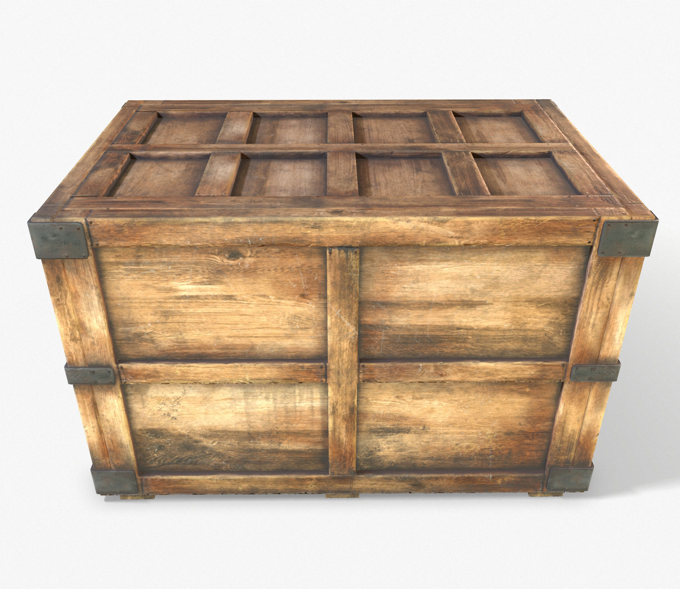 3D Wooden Crate Game Ready PBR Textures Low Poly Low-poly 3D model_3