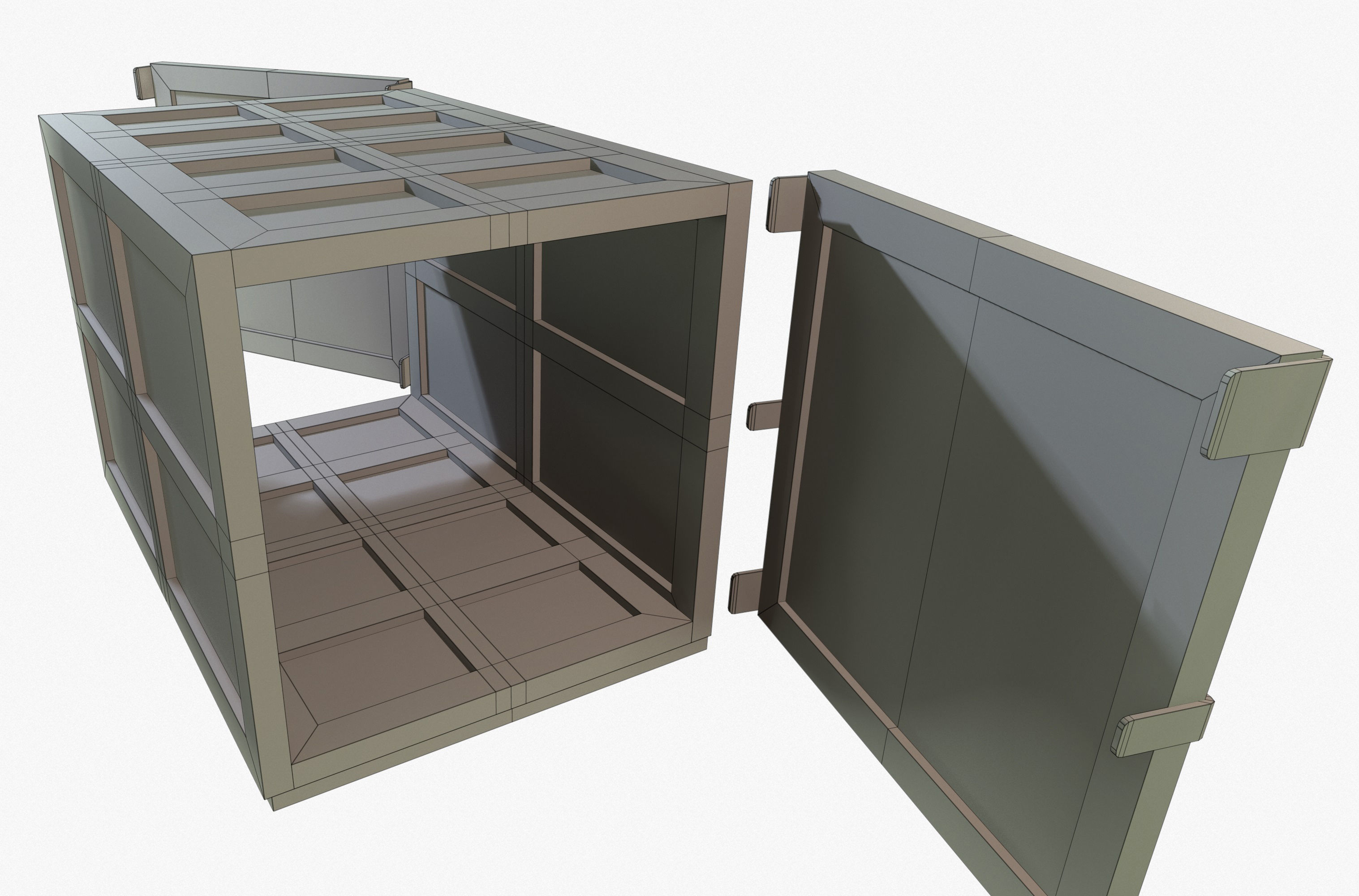 3D Wooden Crate Game Ready PBR Textures Low Poly Low-poly 3D model_9