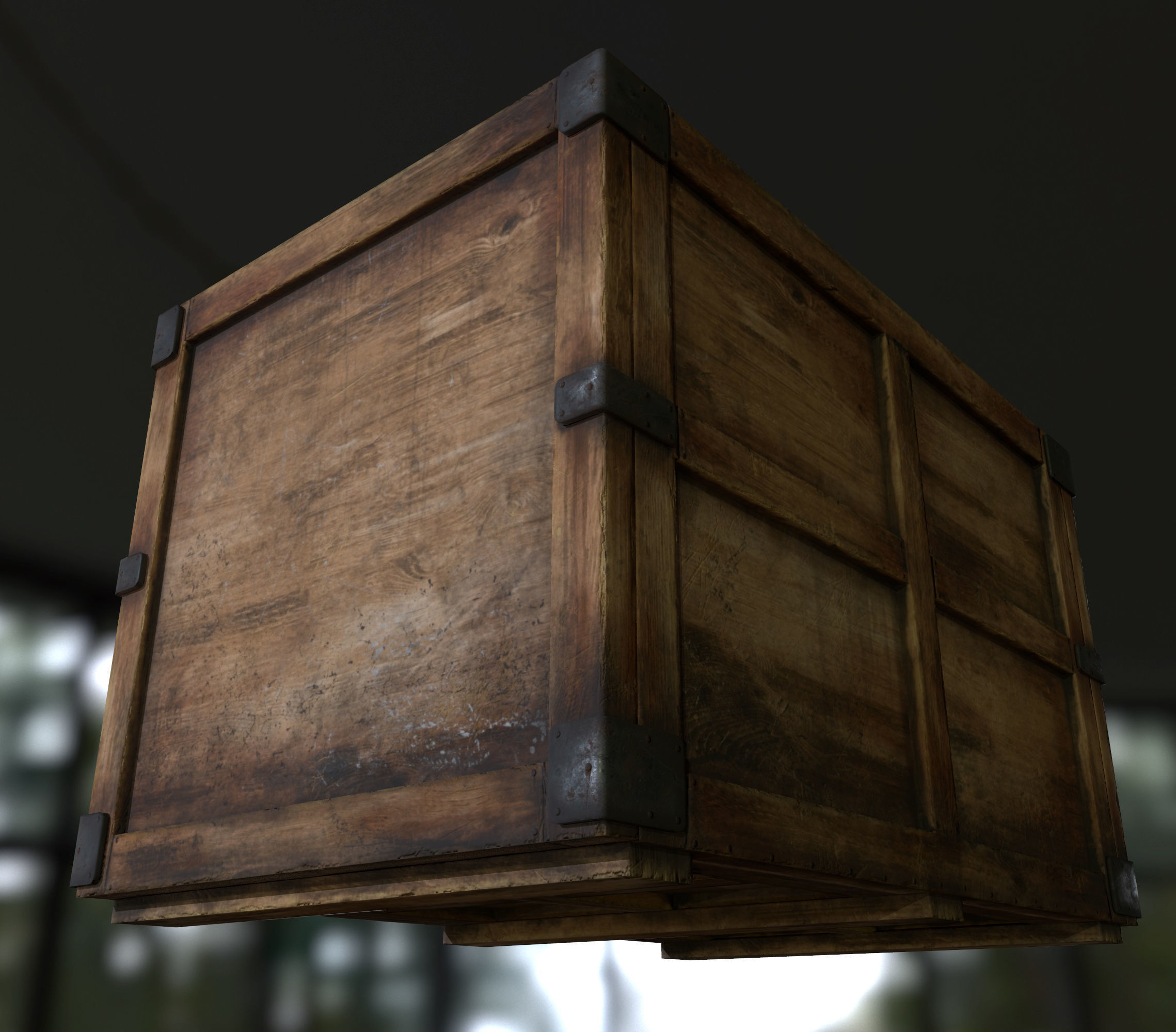 3D Wooden Crate Game Ready PBR Textures Low Poly Low-poly 3D model_15