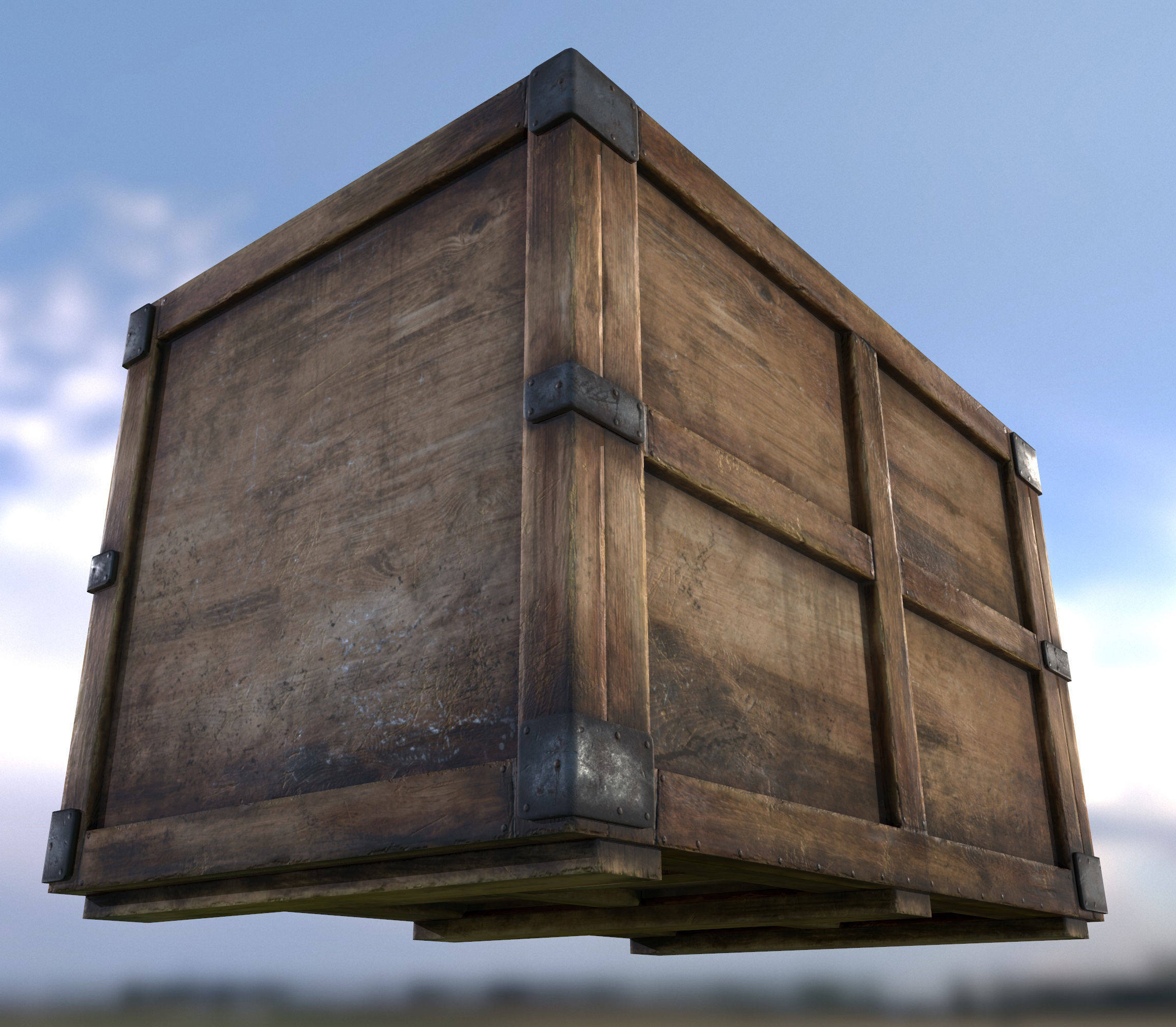 3D Wooden Crate Game Ready PBR Textures Low Poly Low-poly 3D model_17