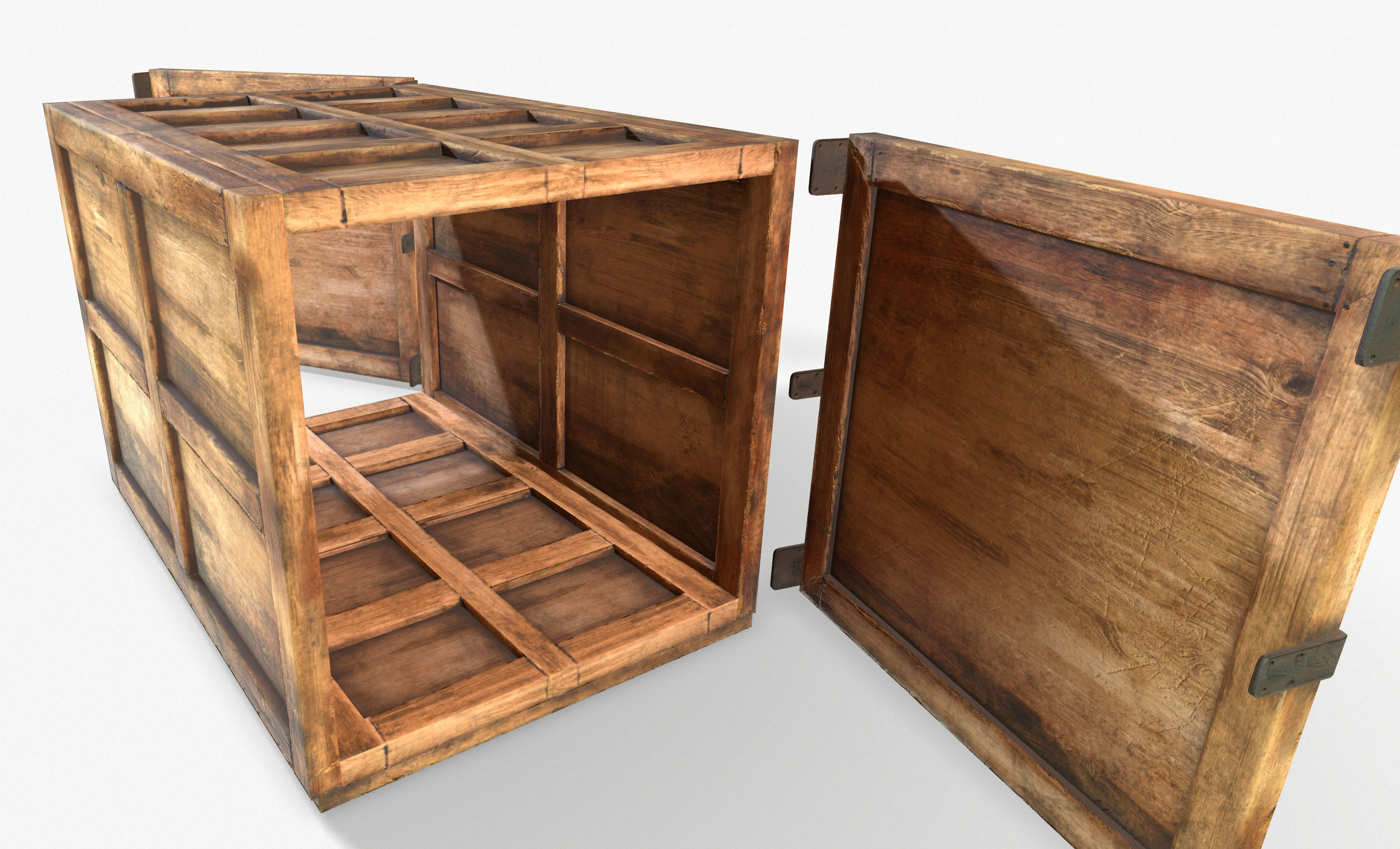 3D Wooden Crate Game Ready PBR Textures Low Poly Low-poly 3D model_7