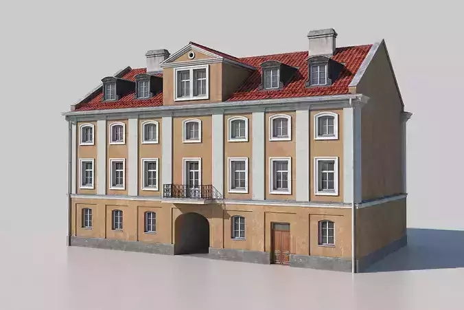 Classic building facade 02 Low-poly 3D model