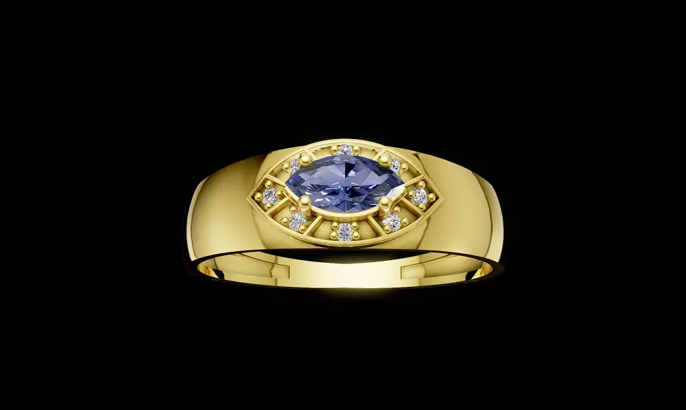Graduation Ring with Sapphire CAD Model STL for Casting 3D print model
