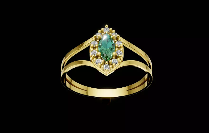 Graduation Ring with Emerald CAD Model STL for Casting 3D print model