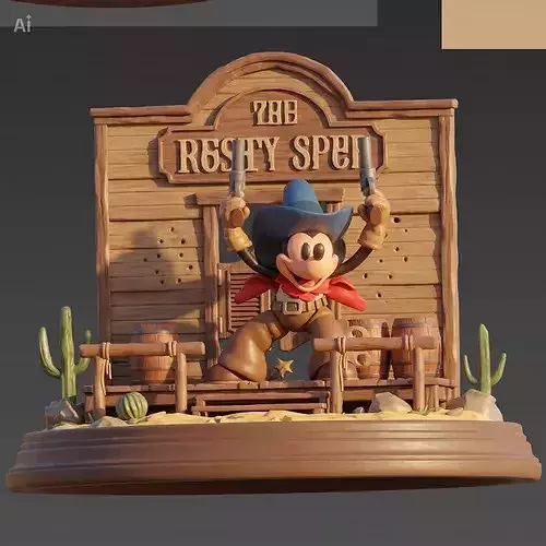 Cowboy Mickey Mouse Western Diorama STL