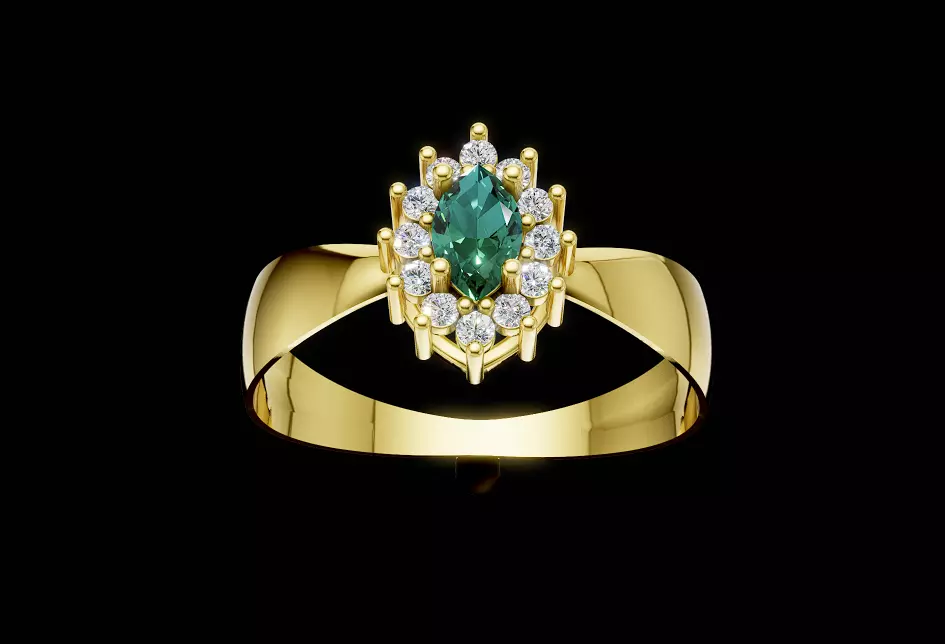 Graduation Ring with Emerald Ring CAD STL for Casting Print 3D print model