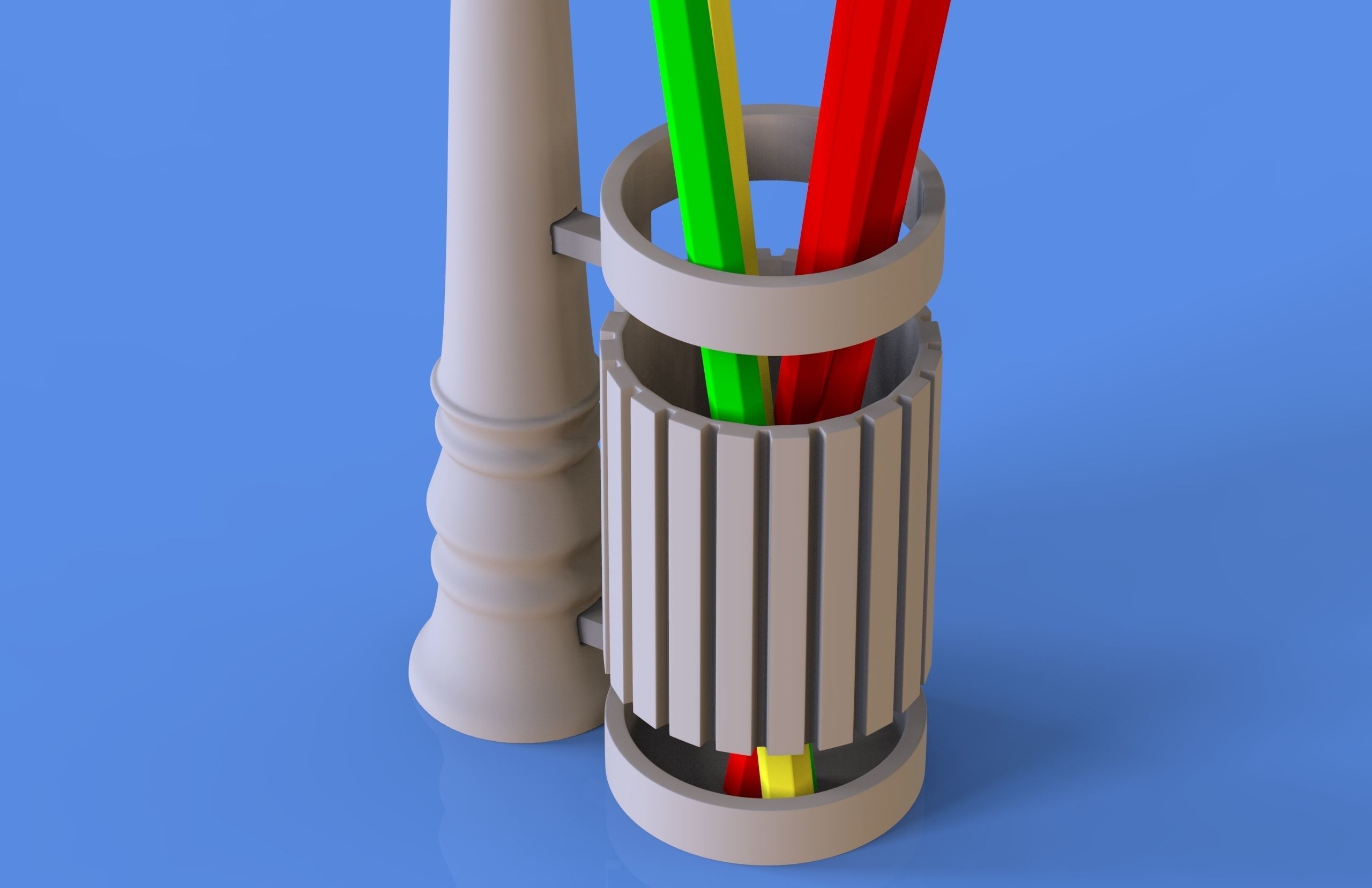 Street Lamp and Bin Pencil Pen Holder 3D print model_1