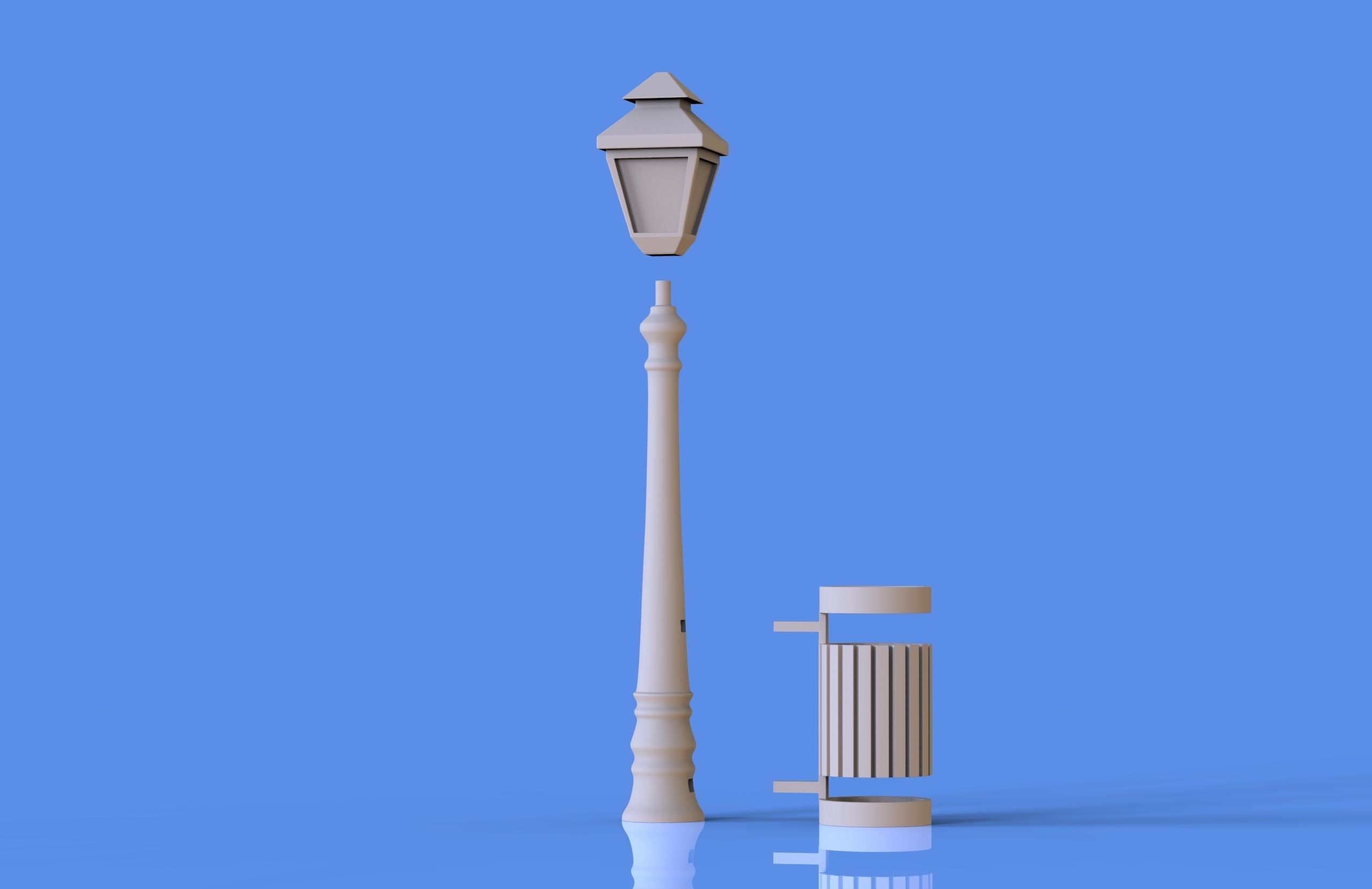 Street Lamp and Bin Pencil Pen Holder 3D print model_4