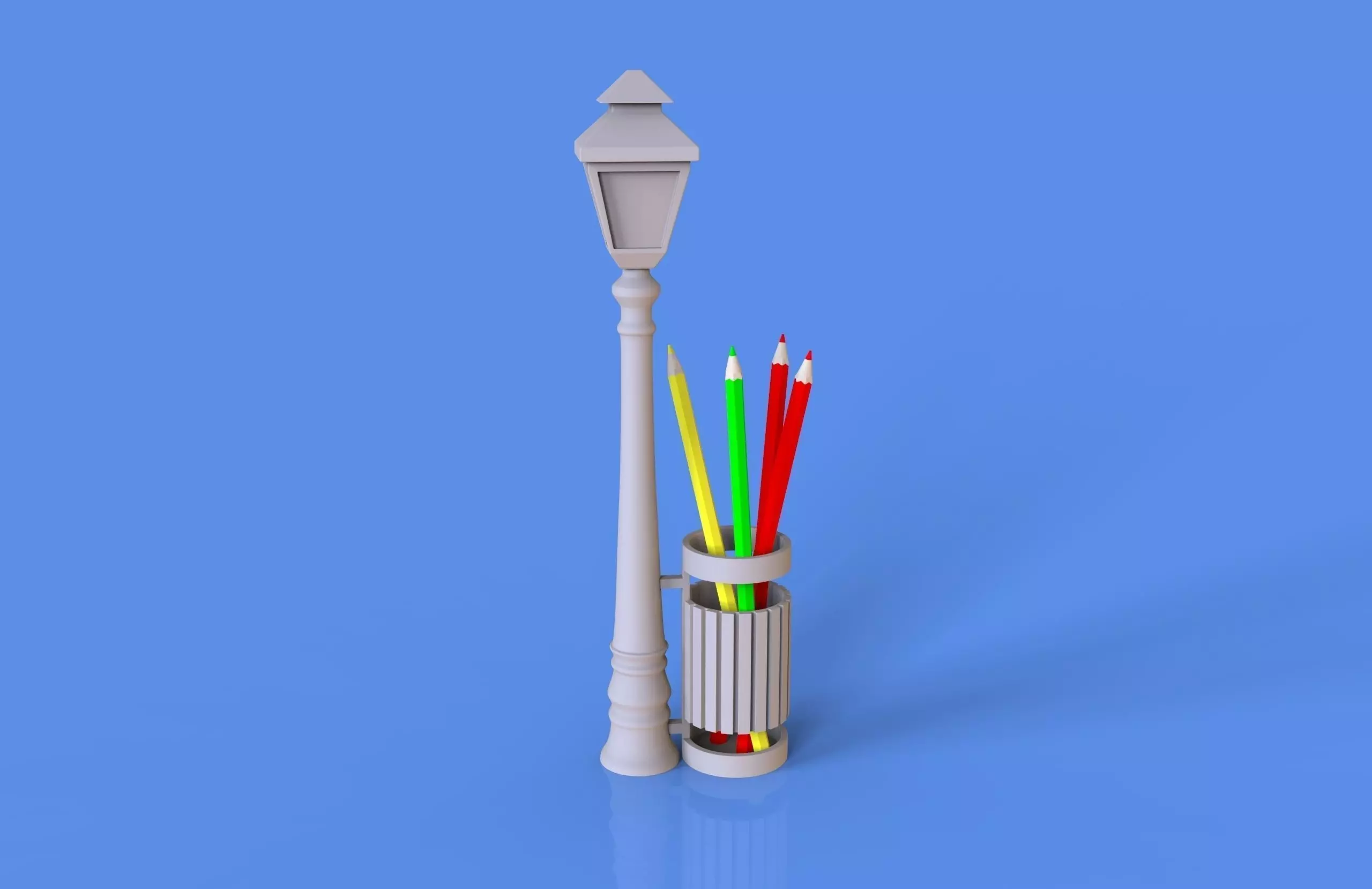 Street Lamp and Bin Pencil Pen Holder 3D print model_0