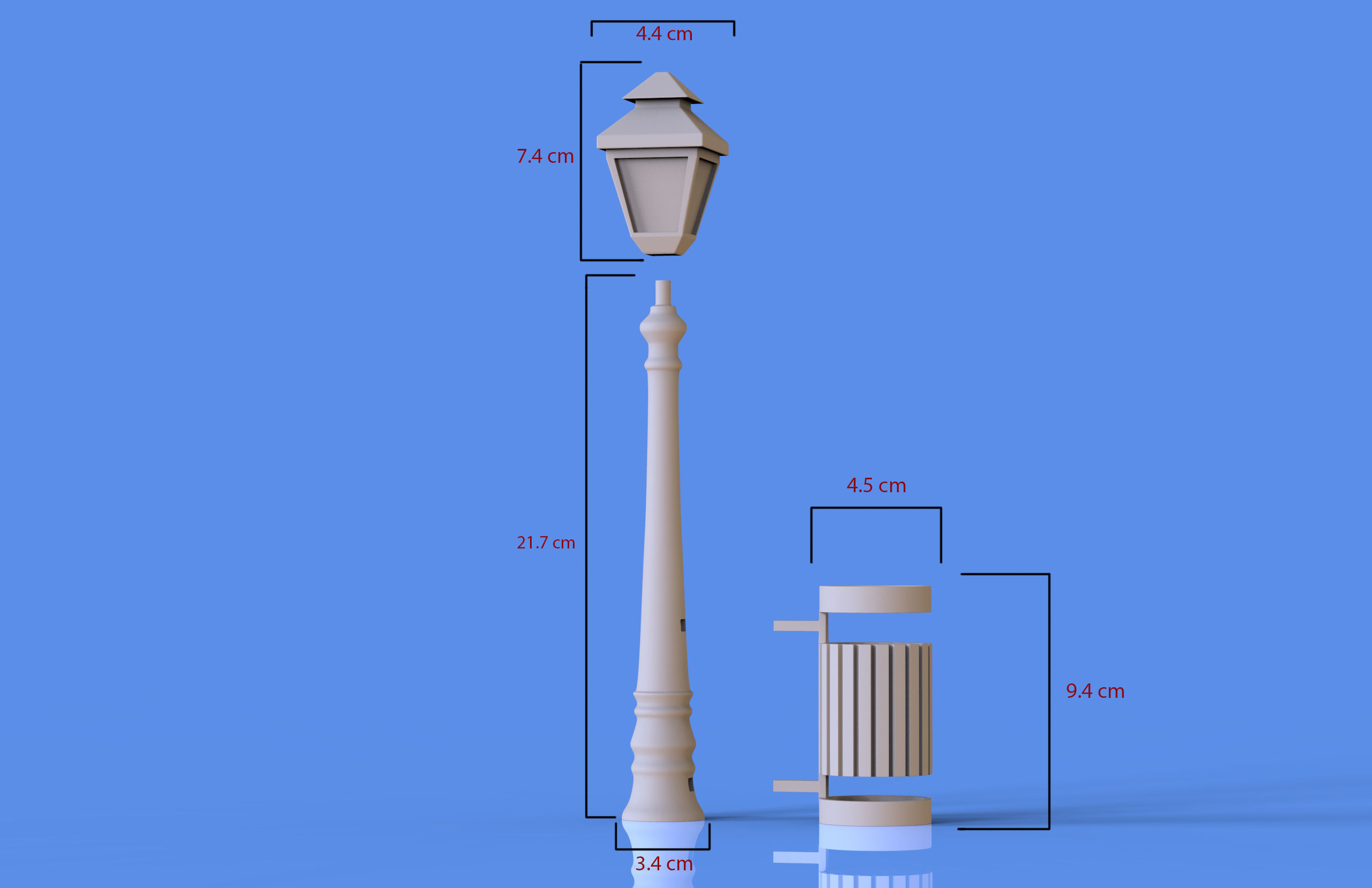 Street Lamp and Bin Pencil Pen Holder 3D print model_2