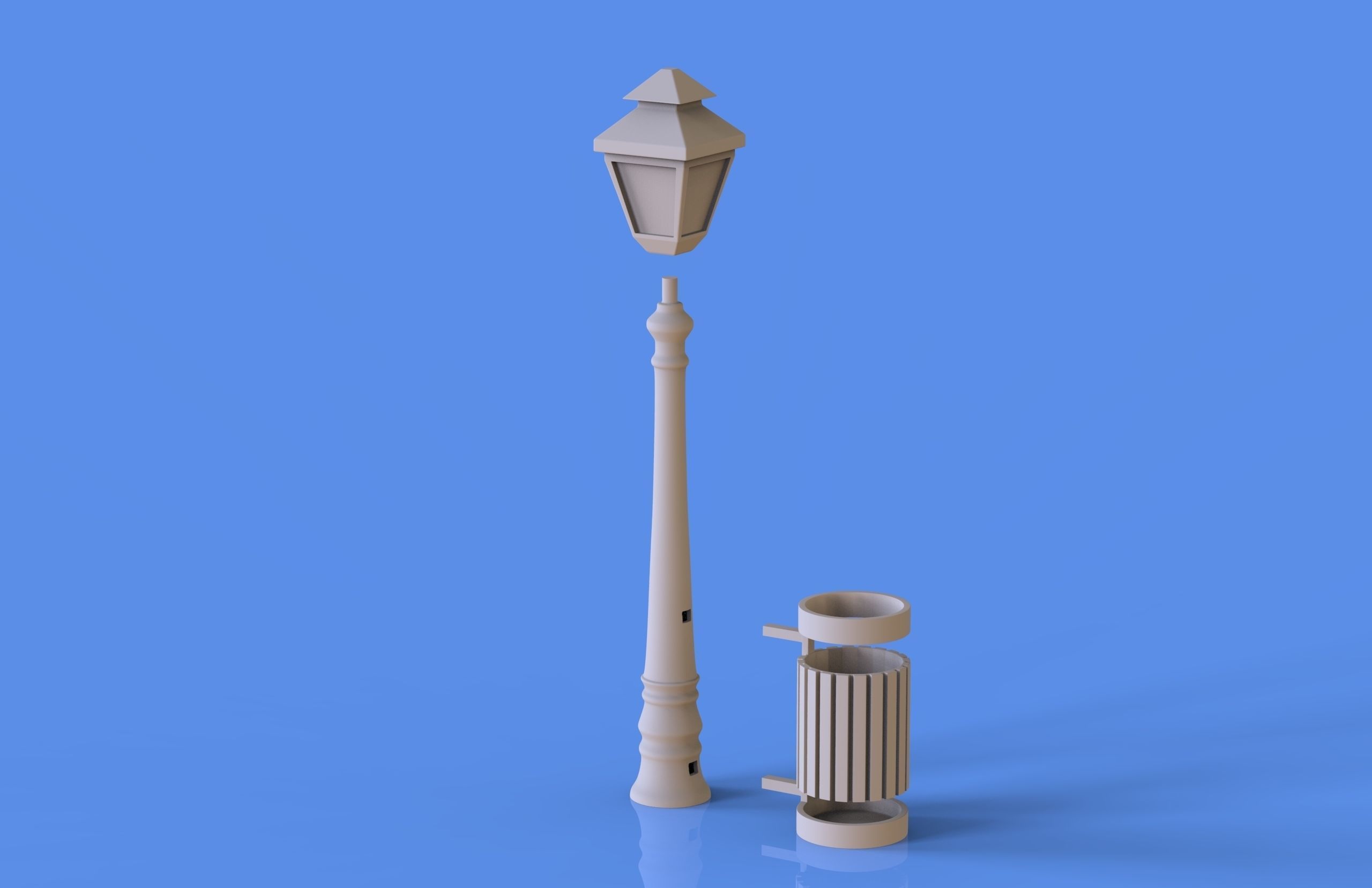 Street Lamp and Bin Pencil Pen Holder 3D print model_3