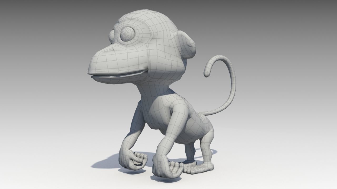 Monkey Animated Low-poly 3D model_2