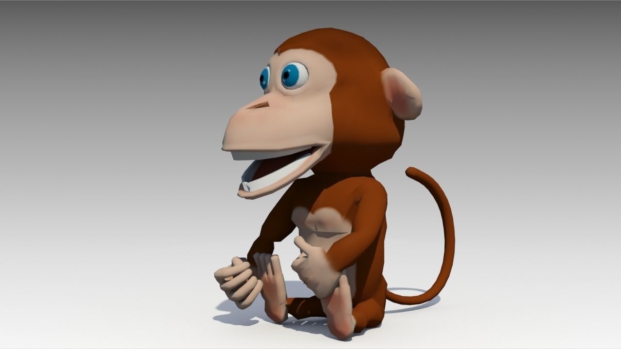 Monkey Animated Low-poly 3D model_4