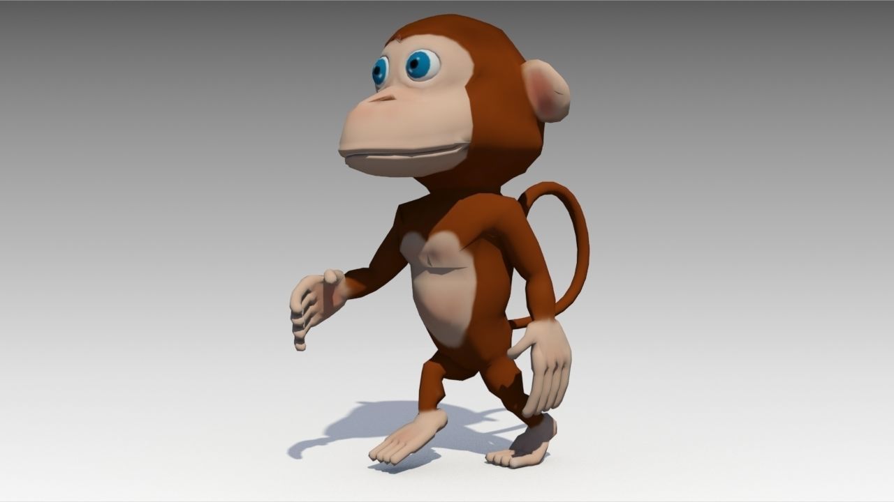 Monkey Animated Low-poly 3D model_3