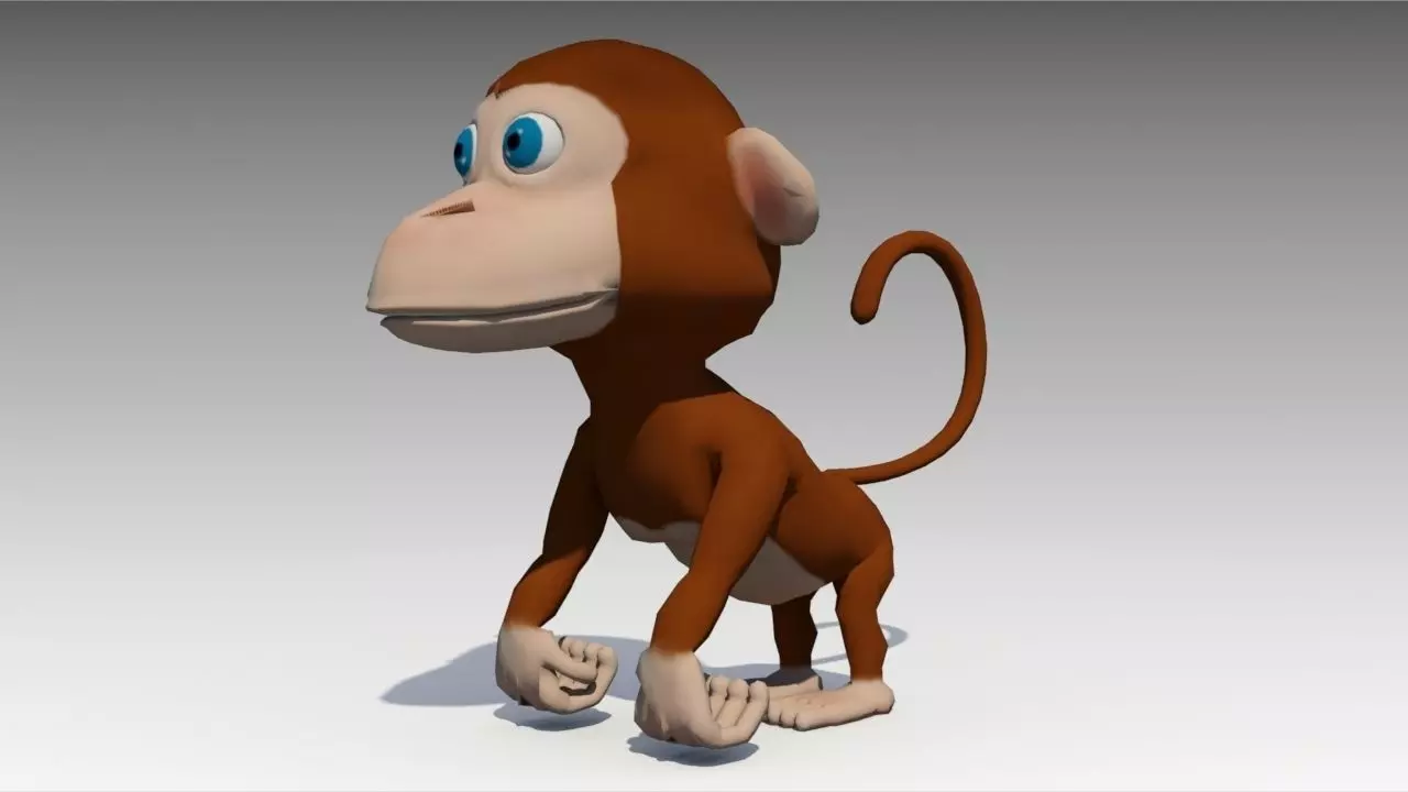 Monkey Animated Low-poly 3D model_0