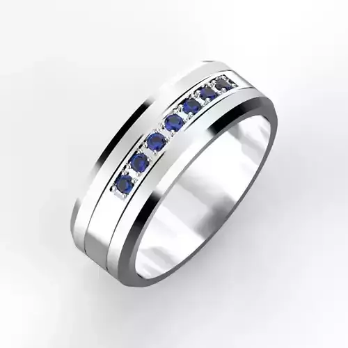 Mens ring with sapphires