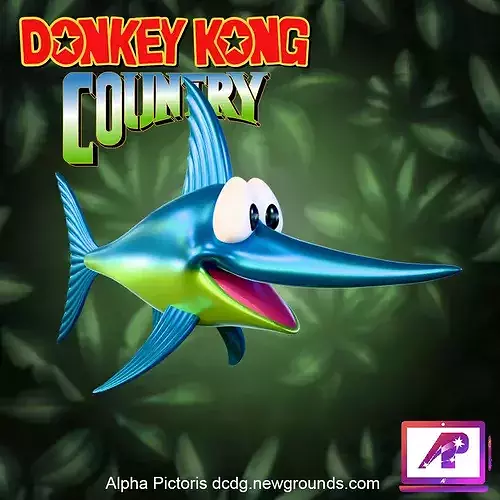 Enguarde the Swordfish Donkey Kong Country VERTEX COLOR