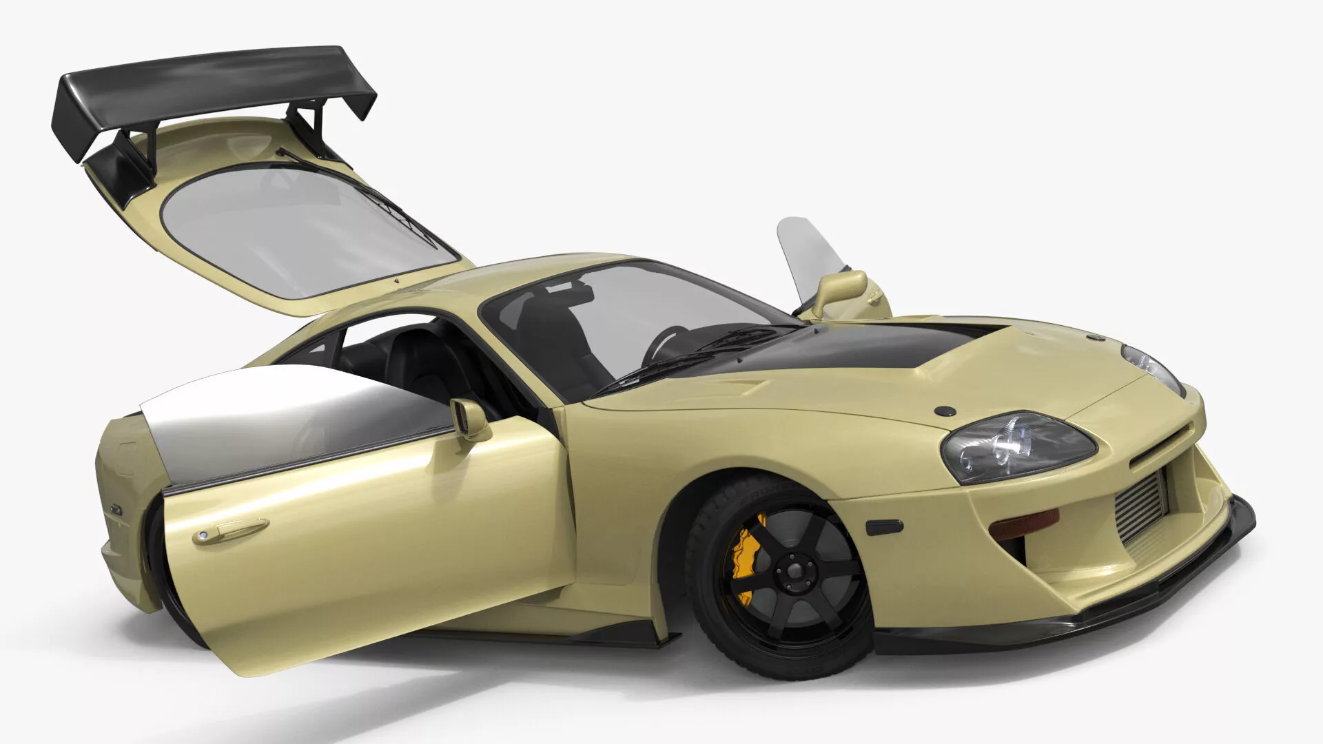Low Stance Coupe Carbon Detail Drift Style Rigged 3D model