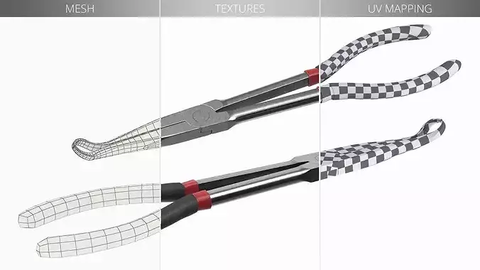 Spark Plug Wire Removal Plier with Curved Jaw 3D model 7
