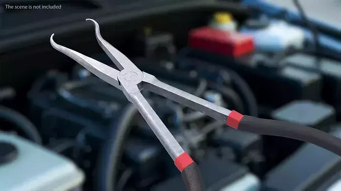 Spark Plug Wire Removal Plier with Curved Jaw 3D model 3