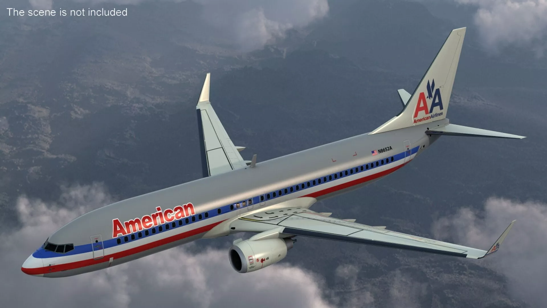 American Airlines Boeing 737-800 with Interior Rigged for Maya 3D model
