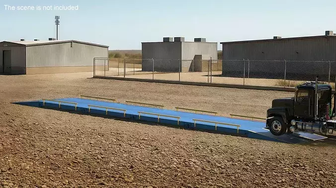 Industrial Vehicle Weighing Deck with Drive-Up Ramp Blue 3D model 3