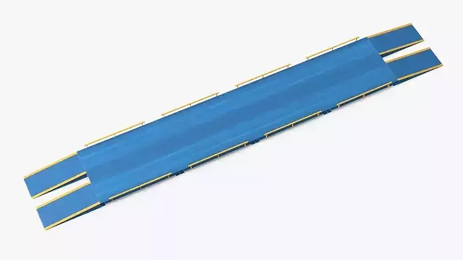 Industrial Vehicle Weighing Deck with Drive-Up Ramp Blue 3D model 6