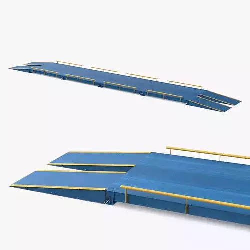 Industrial Vehicle Weighing Deck with Drive-Up Ramp Blue 3D model