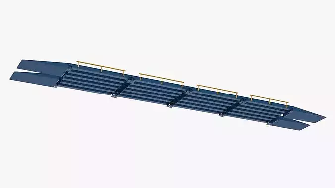 Industrial Vehicle Weighing Deck with Drive-Up Ramp Blue 3D model 7