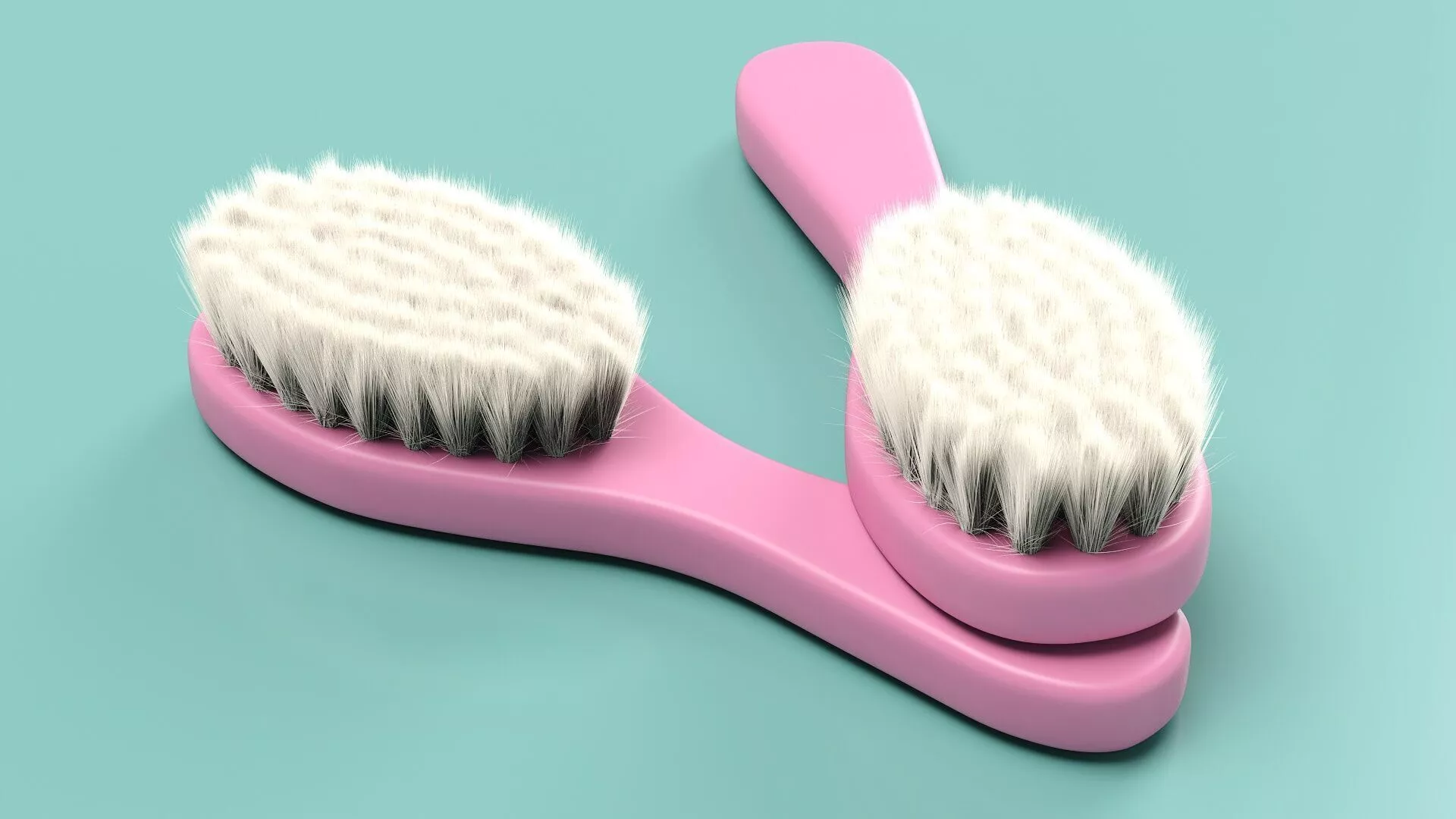 Gentle Baby Scalp Brush with Pink Handle Fur 3D model