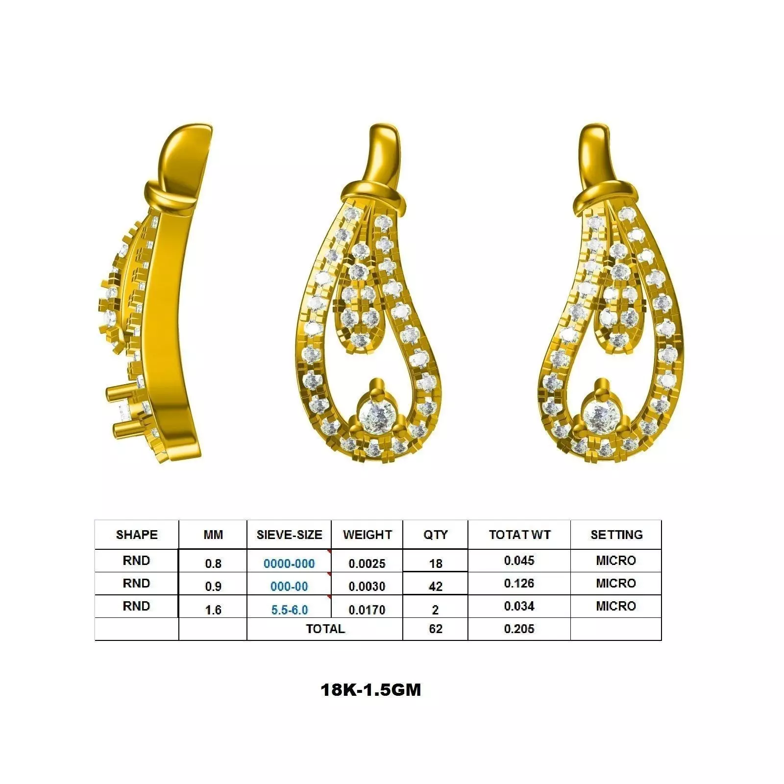DIAMOND EARRING DT10 3D print model_0