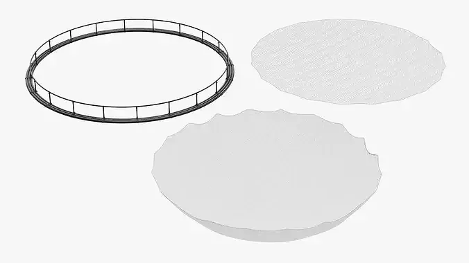 Offshore Marine Fish Farm with Circular Net and Fish 3D model 6
