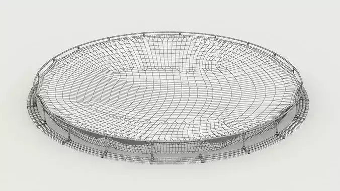 Offshore Marine Fish Farm with Circular Net and Fish 3D model 7