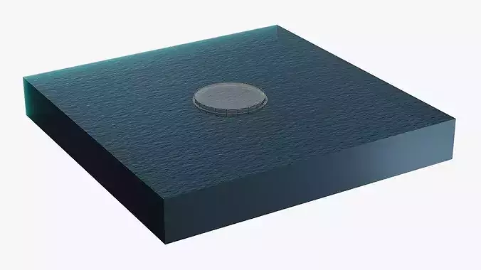 Offshore Marine Fish Farm with Circular Net and Fish 3D model 2