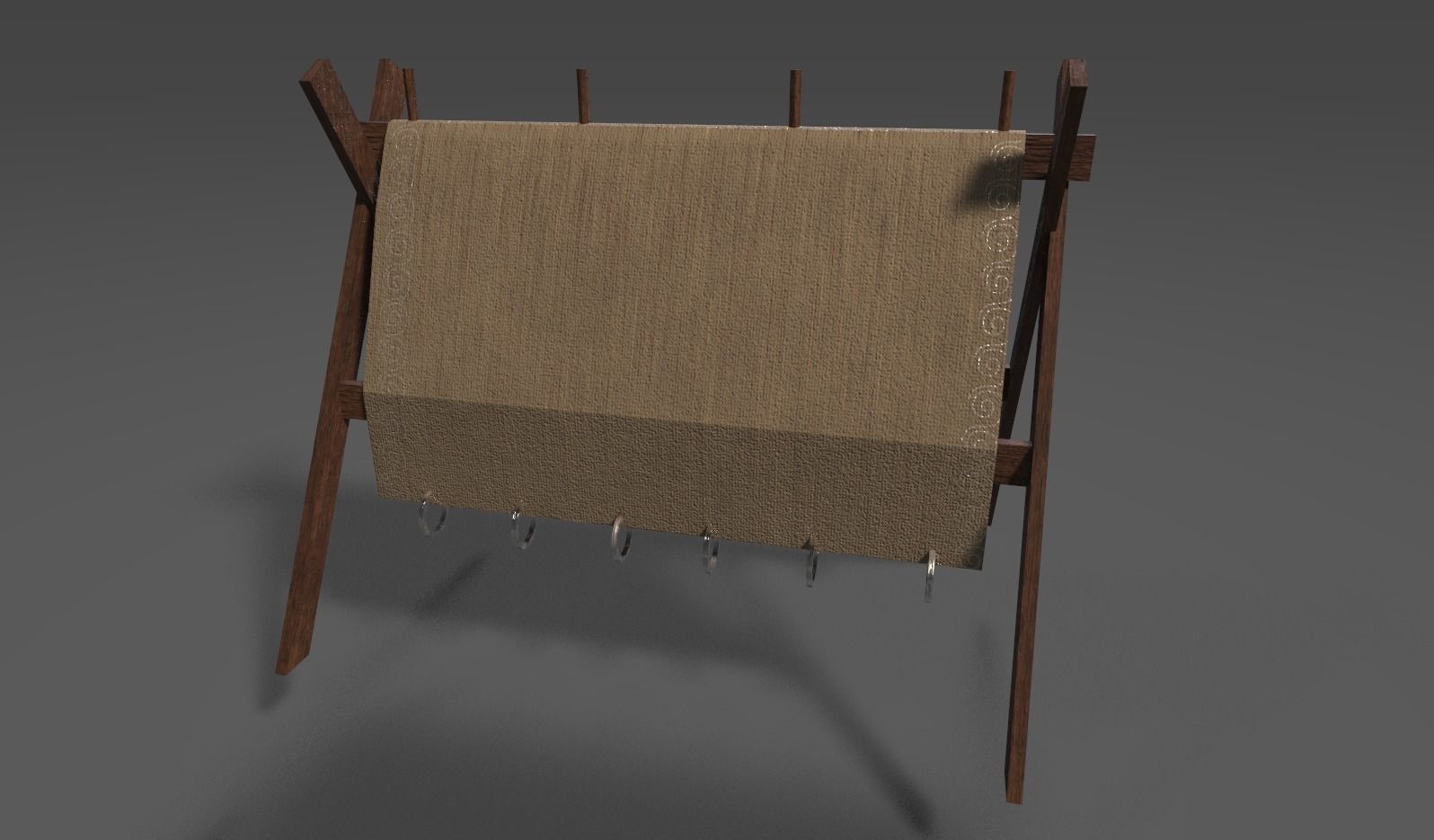 Weaving Rack Low-poly 3D model_2