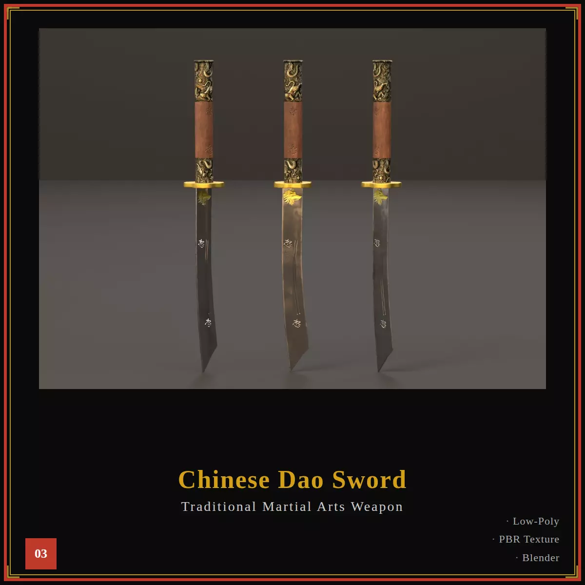 Chinese Dao Sword - Traditional Martial Arts Weapon 03 Low-poly 3D model