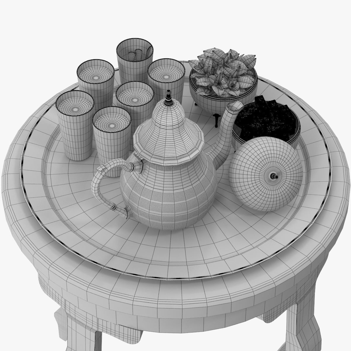 Moroccan Tea Set 3D model_17