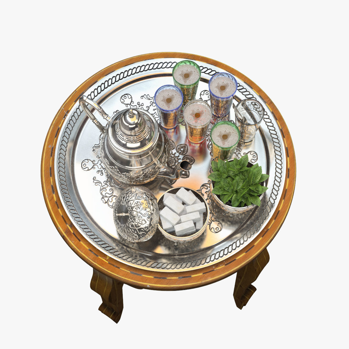 Moroccan Tea Set 3D model_4
