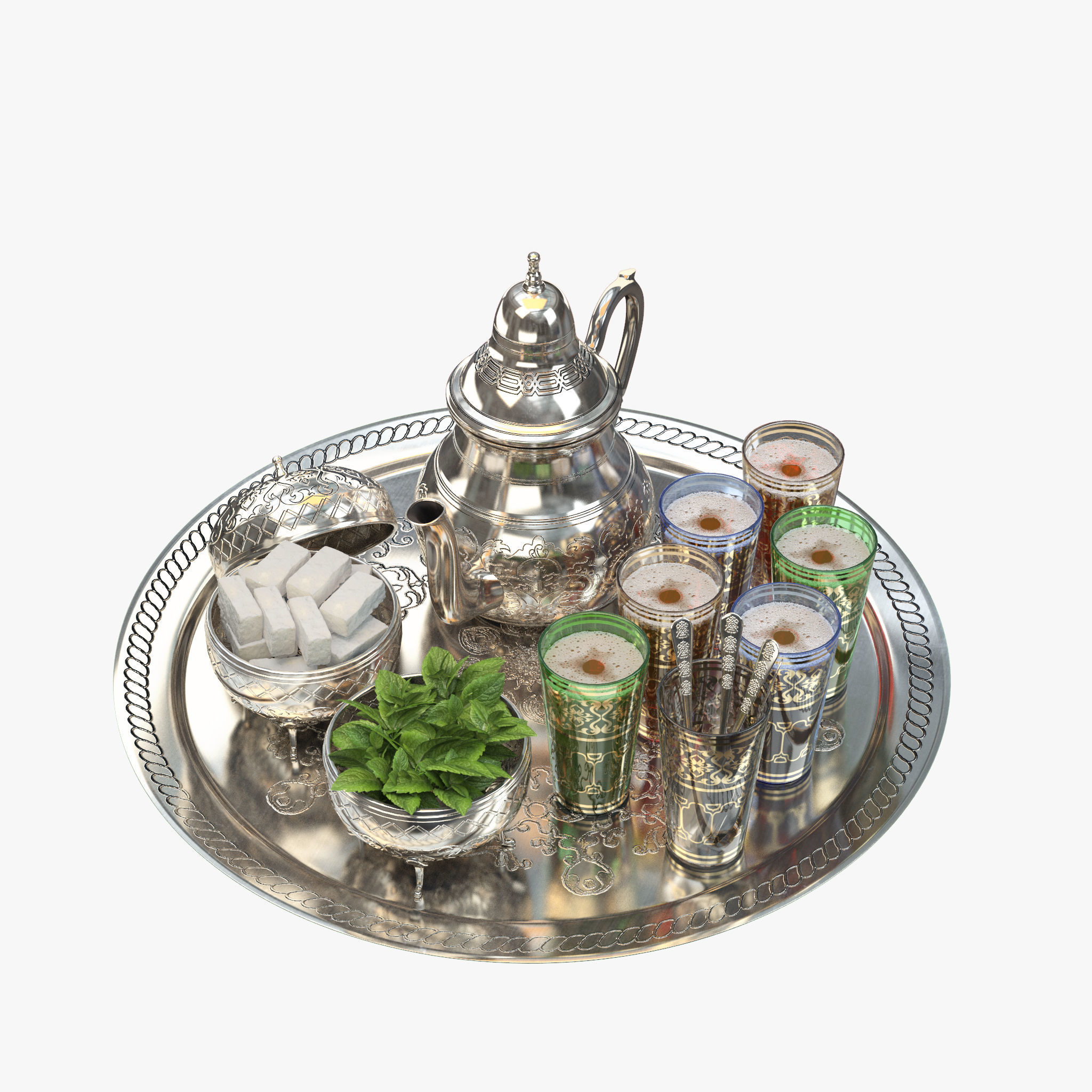 Moroccan Tea Set 3D model_1
