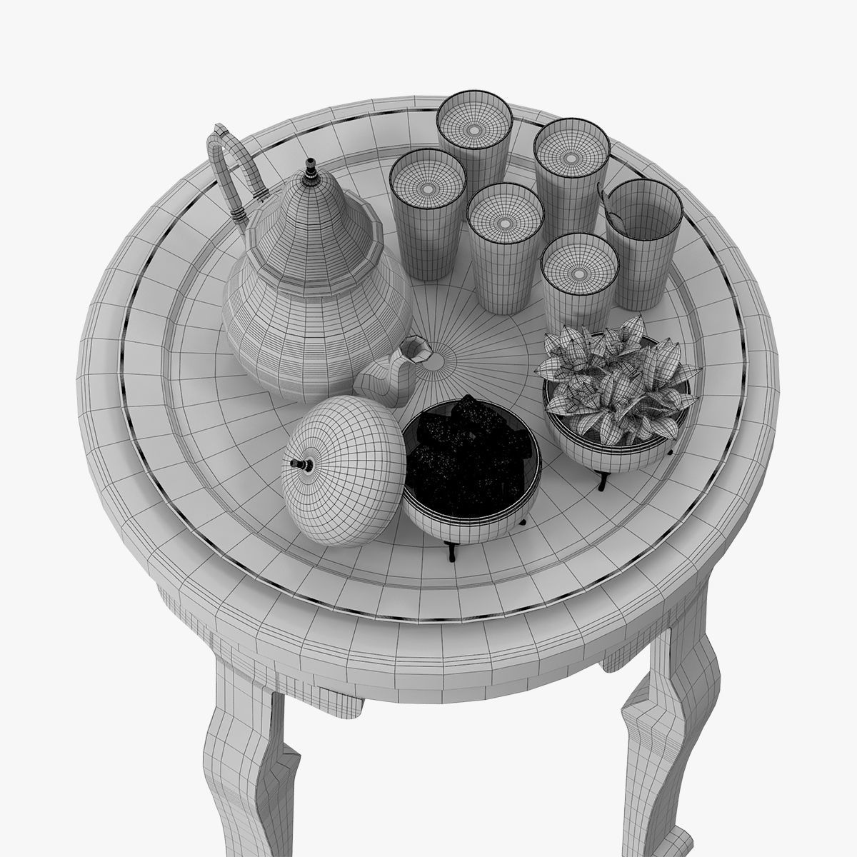 Moroccan Tea Set 3D model_16