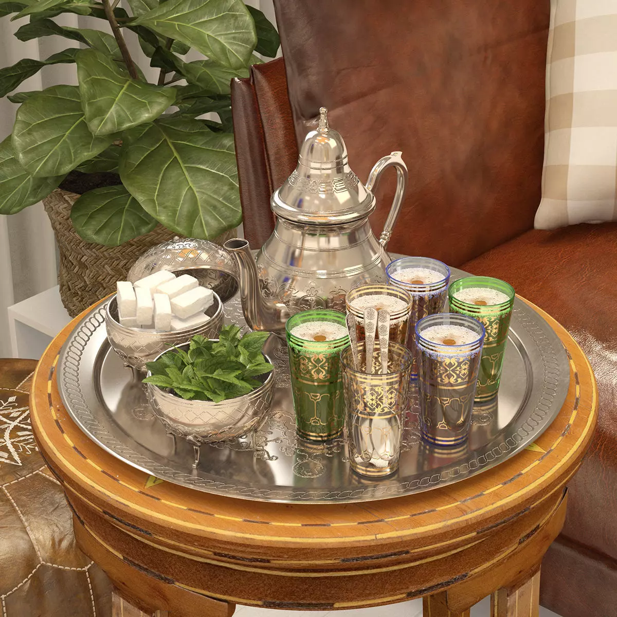 Moroccan Tea Set 3D model_0