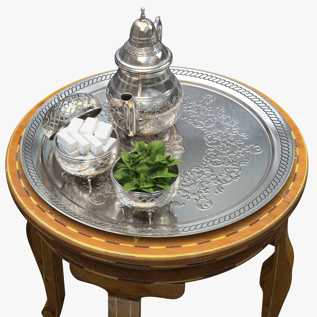 Moroccan Tea Set 3D model_9