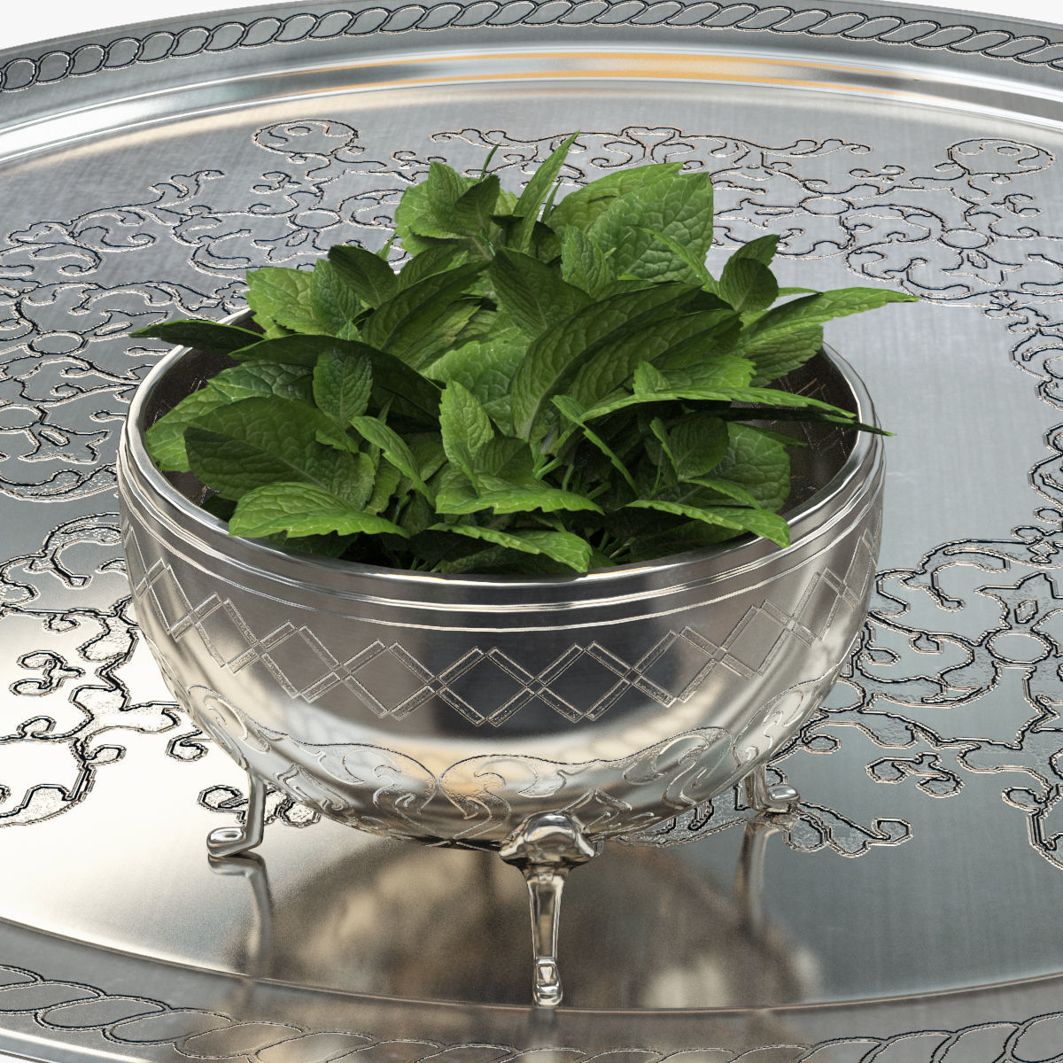 Moroccan Tea Set 3D model_13