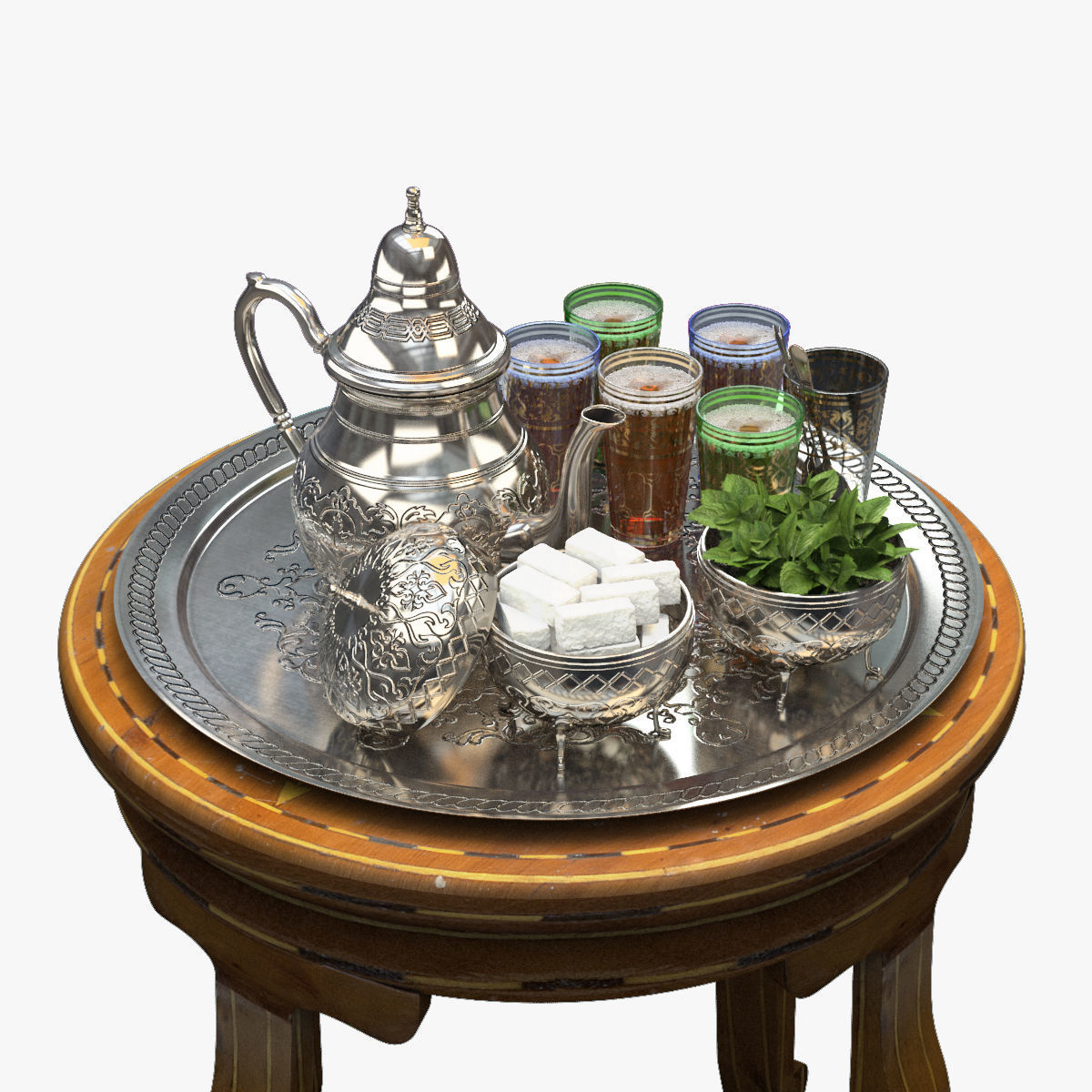 Moroccan Tea Set 3D model_2