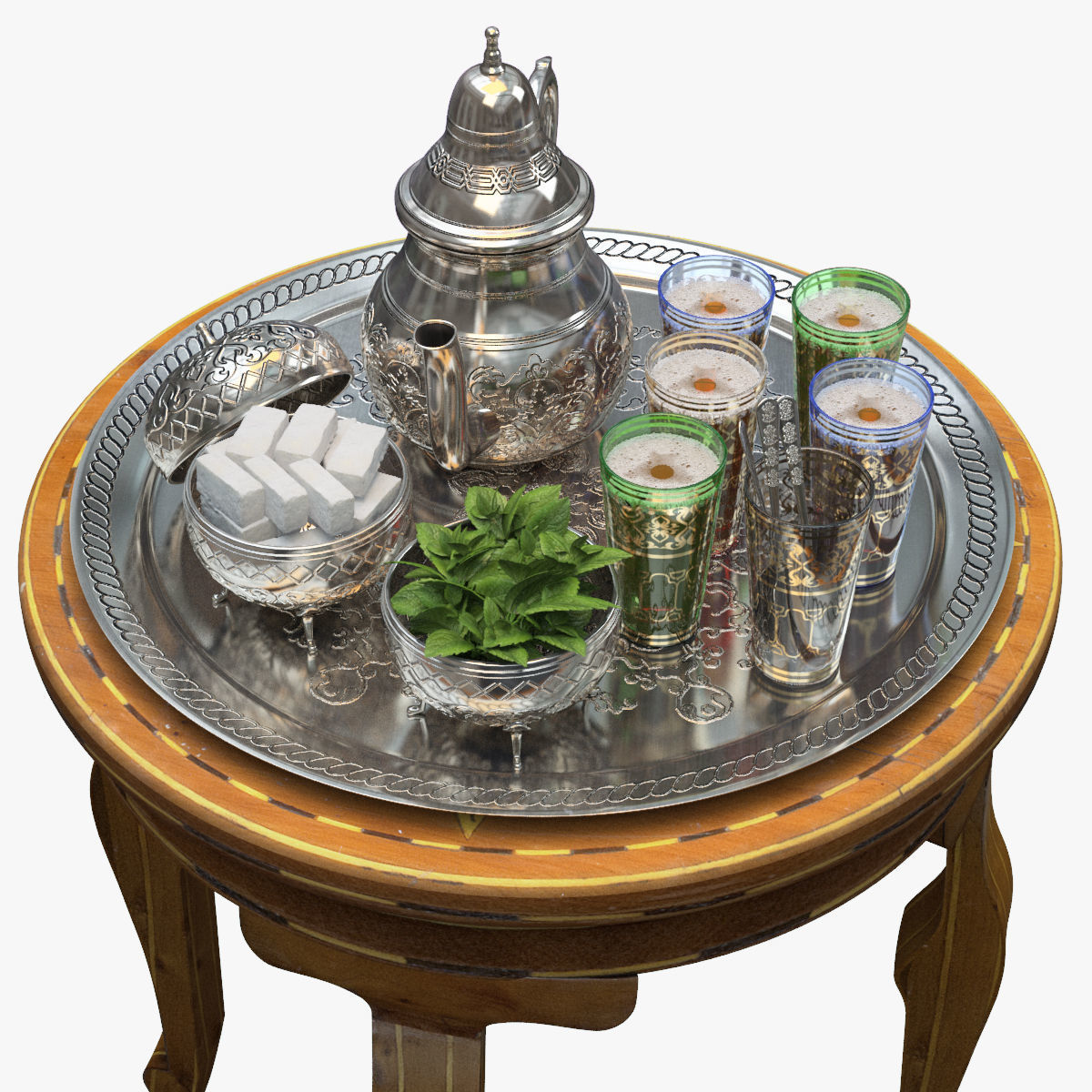 Moroccan Tea Set 3D model_10