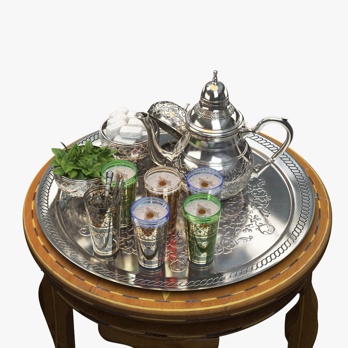 Moroccan Tea Set 3D model_3