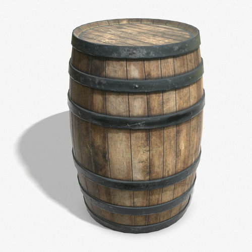 Wooden Barrel Game Ready PBR Textures Low Poly Low-poly 3D model
