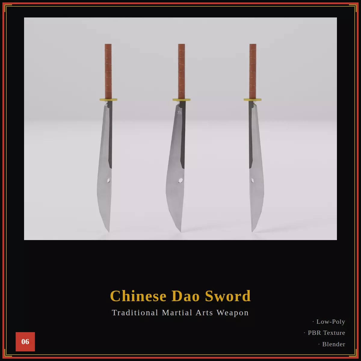 Chinese Dao Sword - Traditional Martial Arts Weapon 06 Low-poly 3D model